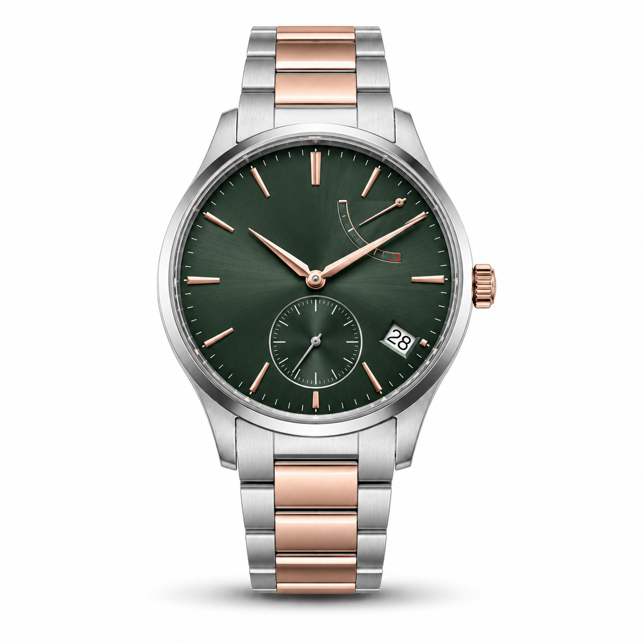 Bicolor-Uhr mit grünem Zifferblatt